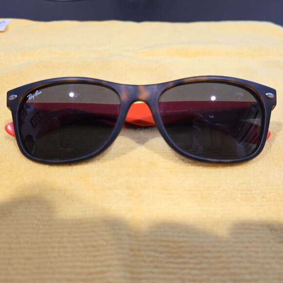 Ray Ban New Wayfarer Sunglasses - RB 2132 6180/R5 - Orange/Blue/Tortoise Shell - Picture 4 of 13